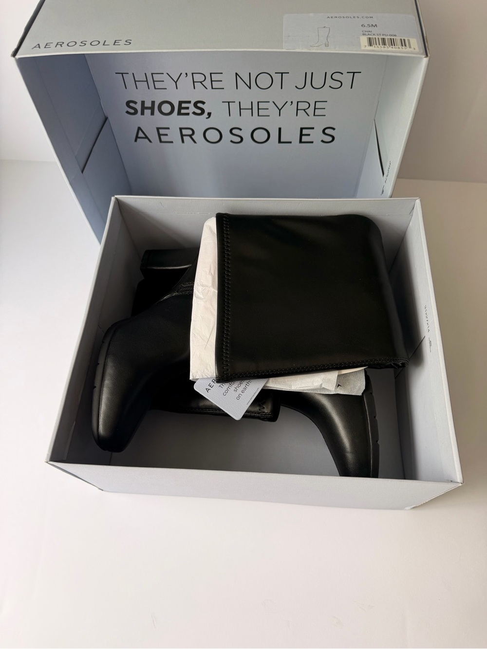 Aerosoles Black knee high chai Heeled Boots 6.5 new in box - Picture 3 of 6